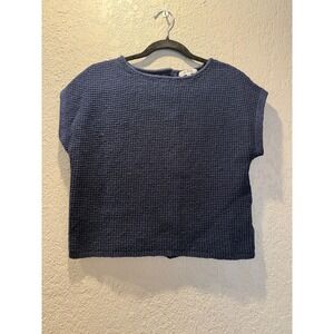 Madewell Navy Blue Knit Short-Sleeve Sweater